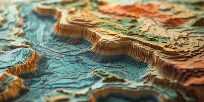 3D Topographic Map Geology Terrain Layers Relief Earth Science photo