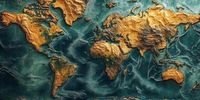 High Definition Relief Map of Earth Oceans Continents Mountains Rivers photo