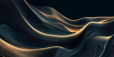 Abstract Dark Gold Waves Futuristic 3D Render Background photo