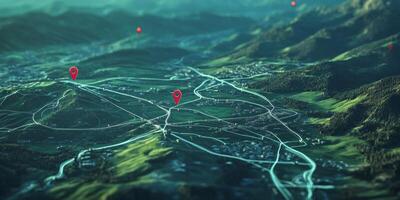 Interactive GPS Map Route Navigation Location Pins Travel photo