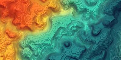 Abstract Topographic Map Colorful Elevation Lines 3D Terrain Design photo