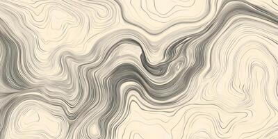 Abstract Topographic Lines Seamless Beige Black Swirl Pattern Texture Background photo