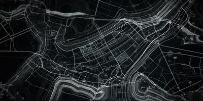 Monochrome Topographic City Map Urban Design Engineering Blueprint photo