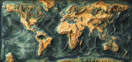 3D Earth Relief Map Topography Tectonic Plates Ocean Floor photo
