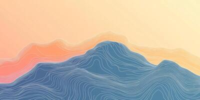 Abstract Topographic Landscape Modern Pastel Mountain Range Illustration photo