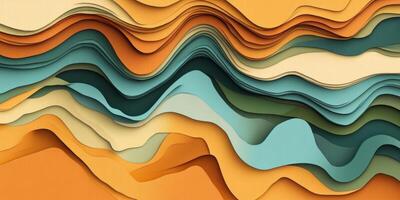 Abstract Layered Papercut Landscape Earthy Tones Modern Design Waves photo