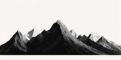 Monochrome Mountain Range Illustration Dramatic Peaks Graphic Art Nature Landscape photo