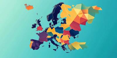 Colorful Geometric Europe Map Travel Geography Design photo