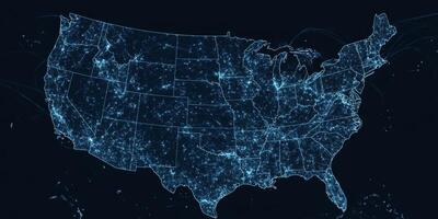 USA Map Glowing Network States Highways Connectivity photo