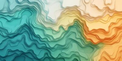Abstract Topographic Map Teal Green Brown Gradient Landscape photo