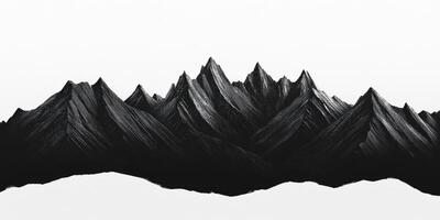 Dramatic Monochrome Mountain Range Illustration Abstract Art Print Nature Design photo