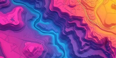 Abstract Colorful Topographic Map Urban Landscape Design Gradient Background photo