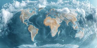 Stunning Animated World Map Clouds Terrain Oceans photo