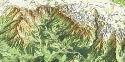 Detailed Hiking Trails Map National Park Mountain Range Aerial View photo