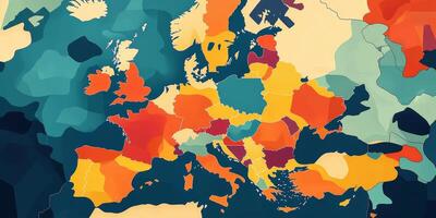 Colorful Abstract Europe Map Travel Geography Design photo