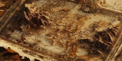 Embossed Fantasy Map Mythical Landscape Adventure Exploration Terrain photo