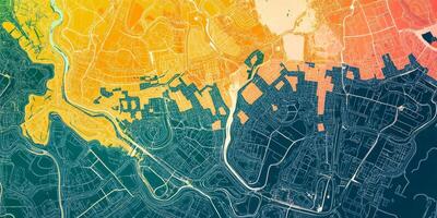 Abstract City Map Urban Planning Aerial View Colorful Gradient photo