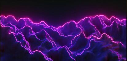 Futuristic Neon Landscape Abstract Purple Pink 3D Terrain photo