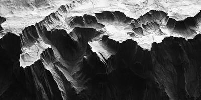 Monochrome Mountain Range Aerial Topography High Contrast Elevation Map photo
