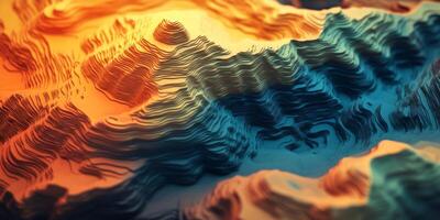 Abstract 3D Topographic Map Colorful Mountain Range Terrain photo