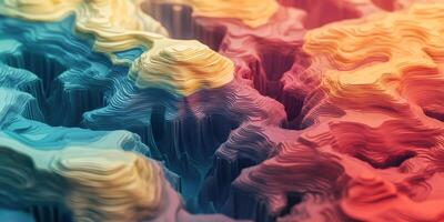 Abstract 3D Topographic Map Colorful Mountain Range Texture photo