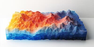 Abstract 3D Topographic Heatmap Colorful Mountain Range Elevation Data Visualization photo