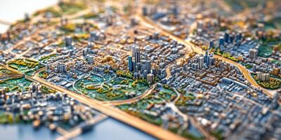Detailed 3D Cityscape Model Urban Planning Architecture Modern City photo