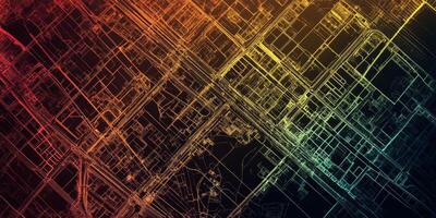 Abstract Cityscape Map Overlay Navigation Route Grid Design photo