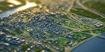 Modern Cityscape Aerial View Urban Planning Infrastructure 3D Render photo