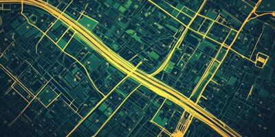 Aerial City Map Urban Grid Navigation Route Transportation Network photo