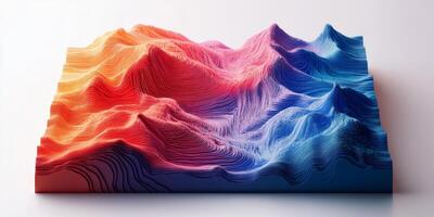 Abstract 3D Topographic Heatmap Colorful Elevation Gradient Blue Red Orange Hues photo