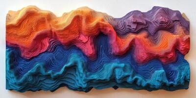 Colorful 3D Topographic Heatmap Abstract Art Print photo