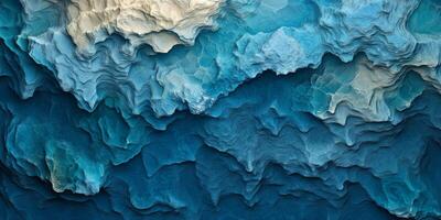 Abstract Ocean Depth Bathymetric Topographic Map Blue Hues Underwater Terrain photo