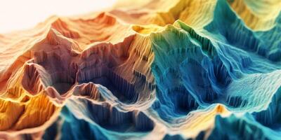 Colorful 3D Topographic Map Abstract Mountain Range Terrain Texture photo