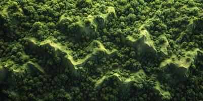 Lush Green Hills 3D Topographic Forest Map Nature Texture photo