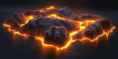 Futuristic 3D Render Glowing Neon Terrain Abstract Landscape photo