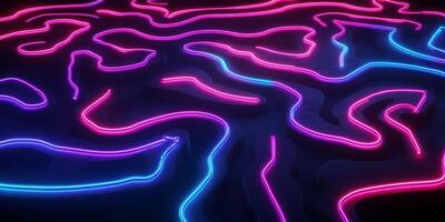 Glowing Neon Lines Abstract Background Futuristic Tech Terrain Map photo