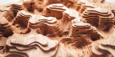 Layered Wooden Topography Abstract 3D Carved Landscape Art photo