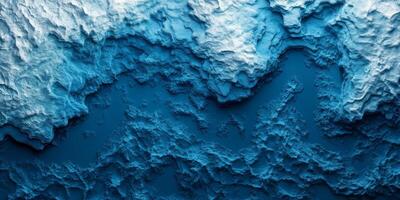 Abstract Blue Ocean Bathymetric Topographic Map Underwater Terrain 3D Render photo