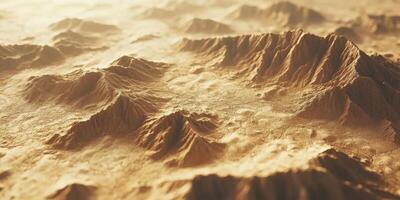 3D Render of Desert Mountain Range Realistic Terrain Map photo