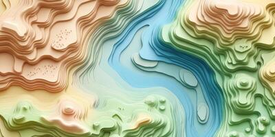 Abstract Topographic Map Pastel Colors 3D Relief Modern Design Background photo