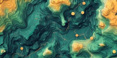 Abstract Topographic Map Green Gold Elevation Relief Texture photo