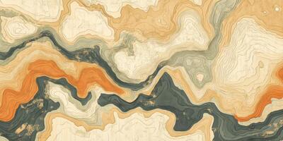 Abstract Topographic Map Art Earth Tones Hand Drawn Contour Lines Vintage Style Elevation photo