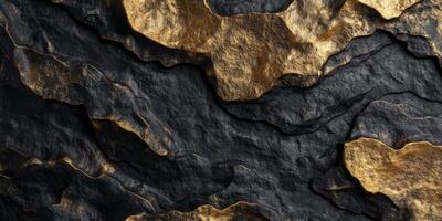 Luxurious Black Gold Metallic Rock Texture Background photo