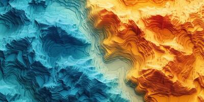 Abstract Topographic Map Futuristic Terrain Gradient Colors 3D Relief photo