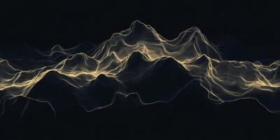 Abstract Gold Contour Lines Mountain Range Topographic Map Dark Background photo