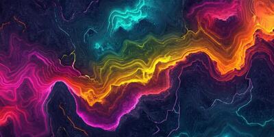 Abstract Neon Rainbow Topographic Map Glowing Lines Tech Background photo