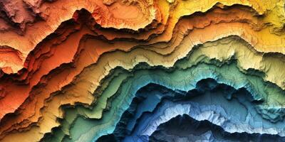 Abstract Colorful Terrain Elevation Map Artistic 3D Render photo