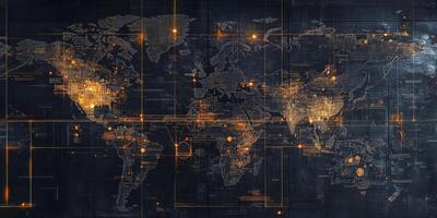 Global Network Map Digital World Connectivity Data Visualization Abstract Technology Background photo