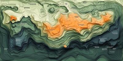 Topographic Map Elevation Relief 3D Terrain Contours Landscape Design photo